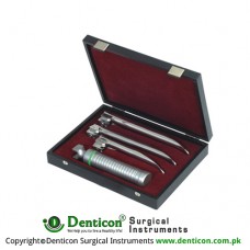 Corona™ Premium Fiber Optic Miller Laryngoscope Set With Battery Handle Ref:- AN-590-01 and Blades Ref:- AN-510-01 to AN-510-03 Stainless Steel,